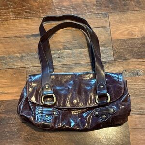 Worthington Glossy Chocolate Shoulder Bag